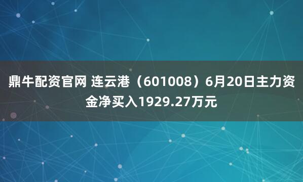 鼎牛配资官网 连云港（601008）6月20日主力资金净买入1929.27万元